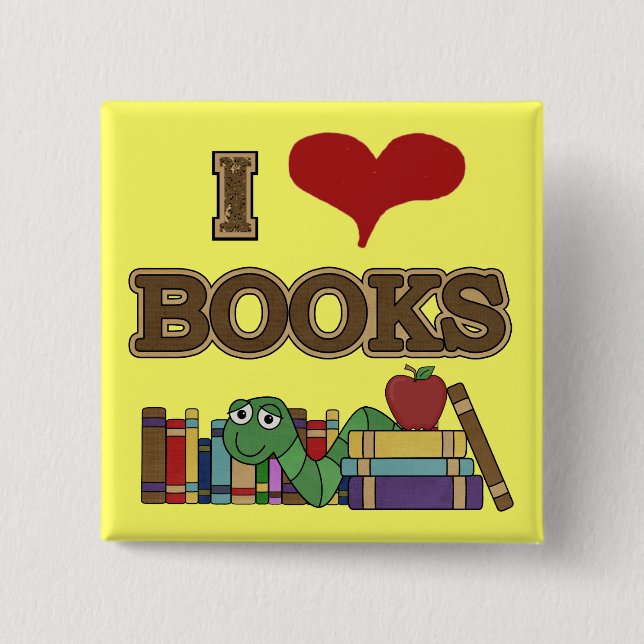 I Love Books 15 Cm Square Badge (Front)