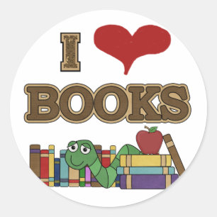 I Love Books Classic Round Sticker