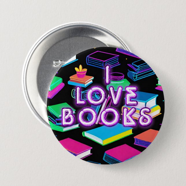 I Love Books Colourful 2 7.5 Cm Round Badge (Front & Back)