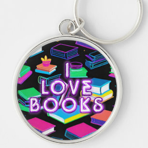 I Love Books Colourful 2 Key Ring