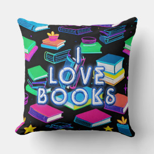 I Love Books Colourful  Cushion