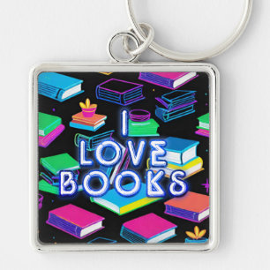 I Love Books Colourful Key Ring