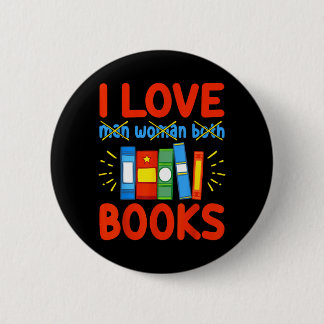 I Love Books Funny Aroace Reader Book Lover Gift 6 Cm Round Badge