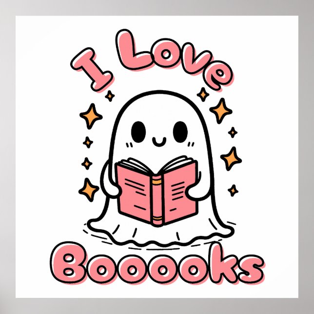 i love books ghost halloween poster (Front)
