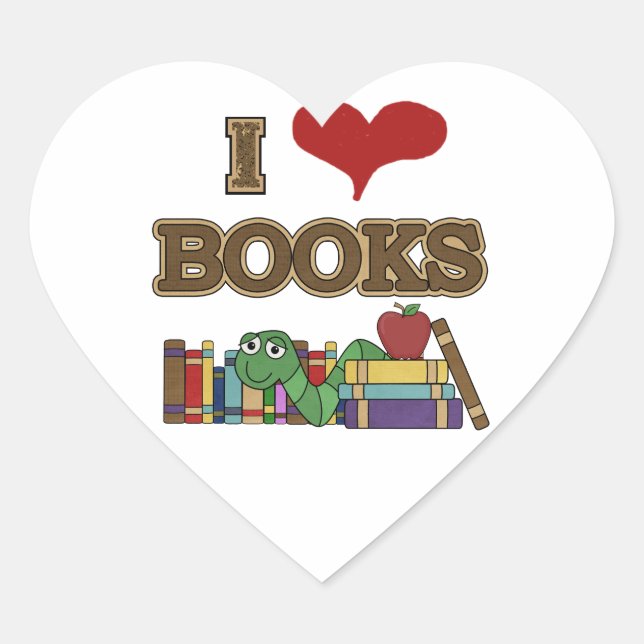 I Love Books Heart Sticker (Front)