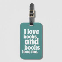 I Love Books Luggage Tag (teal)