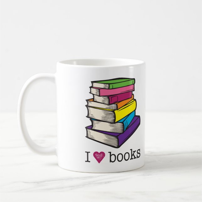 I Love Books Mug Grammatical Art Coffee Mug Gifts (Left)