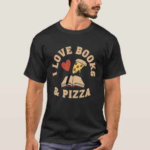 I love Books & Pizza Reading Food Cool Retro T-Shirt