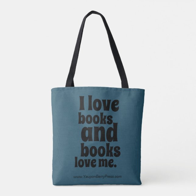 I Love Books Tote (dark teal) (Back)