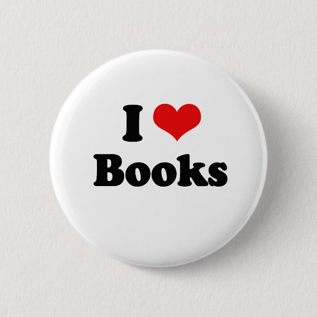 I Love Books Tshirt 6 Cm Round Badge (Front)