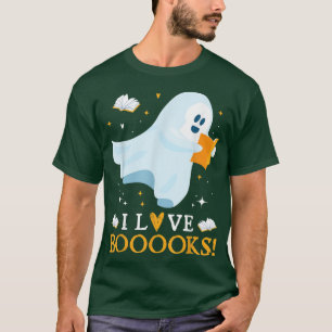 I Love Booooks! Cute Ghost Reading Books Halloween T-Shirt