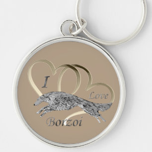 I Love Borzoi Key Chain