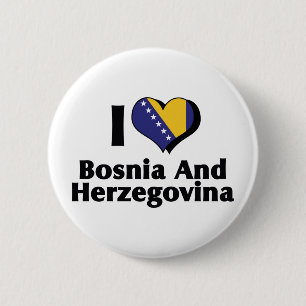 I Love Bosnia & Herzegovina Flag 6 Cm Round Badge
