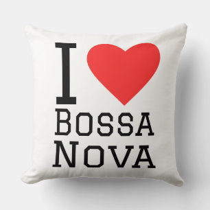 I love Bossa nova square sticker Cushion