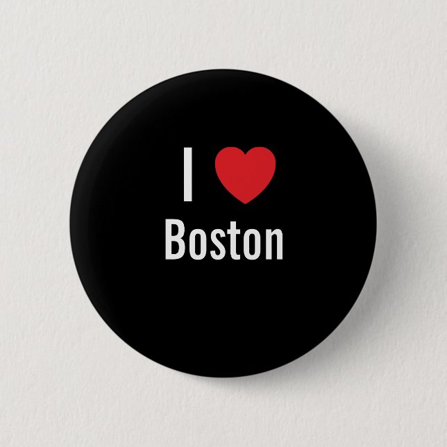 I love Boston 6 Cm Round Badge (Front)