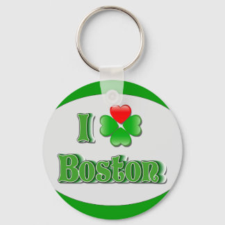 i Love Boston - Clover Key Ring