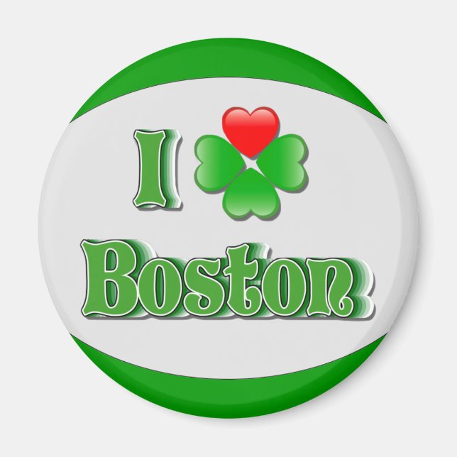 i Love Boston - Clover Magnet (Front)