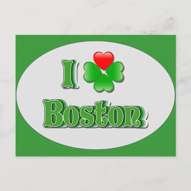 i Love Boston - Clover Postcard (Front)