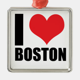 I love Boston Metal Ornament