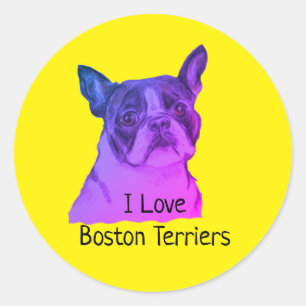 I Love Boston Terriers Dog Classic Round Sticker