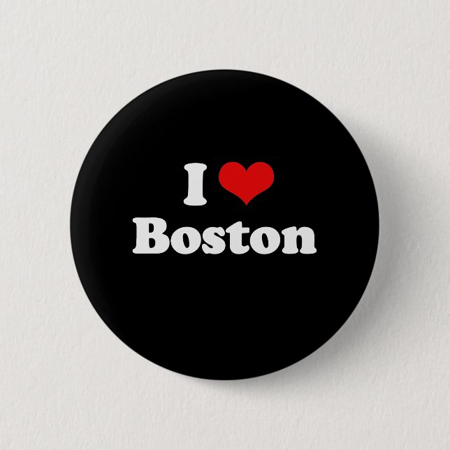 I Love Boston Tshirt White Tshirt 6 Cm Round Badge (Front)
