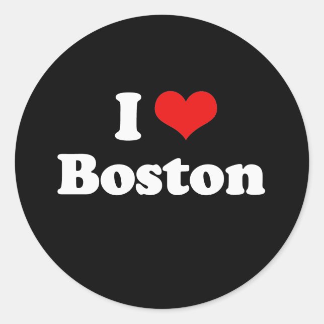 I Love Boston Tshirt White Tshirt Classic Round Sticker (Front)