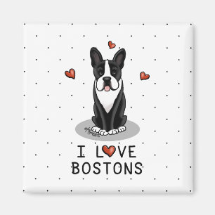 I Love Bostons Boston Terriers (black & white) Magnet
