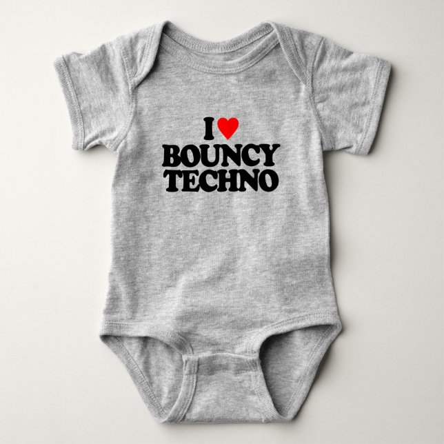 I LOVE BOUNCY TECHNO BABY BODYSUIT (Front)