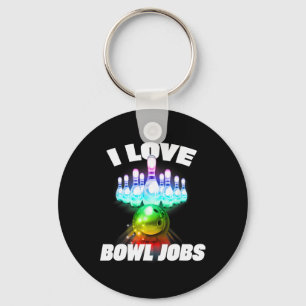 I Love Bowl Jobs Gay Rainbow Matching Team Bowling Key Ring