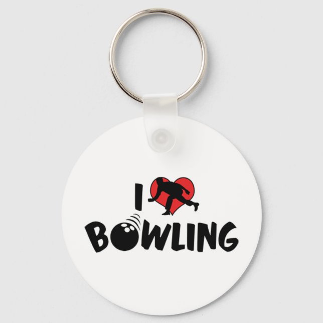 I Love Bowling Keychain (Front)