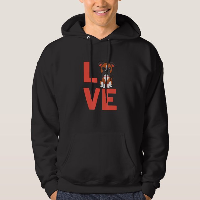 I Love Boxer Dog Pet Owners And Animal Hoodie (Front)