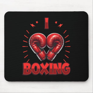 I Love Boxing Red Boxing Gloves Heartshape Love Bo Mouse Pad