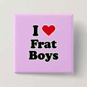 I love boys 15 cm square badge