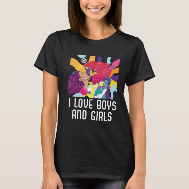 I Love Boys And Girls Bisexual Pride Bisexuality L T-Shirt (Front)