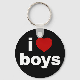 I Love Boys Black Keychain