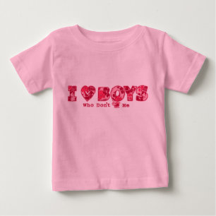 "I Love Boys" Infant Tee in Pink / Pink