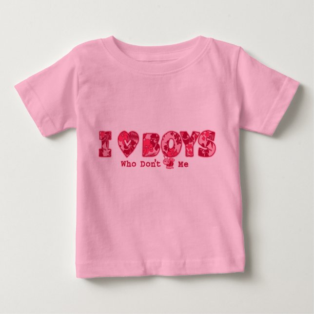 "I Love Boys" Infant Tee in  Pink / Pink (Front)