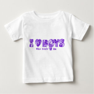 "I Love Boys" Infant Tee in Wht Tee /Purple