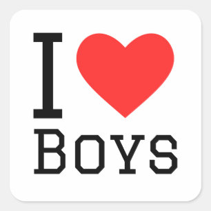 I love boys square sticker