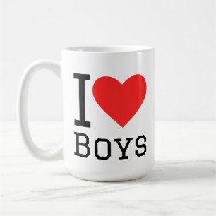 I love boys square sticker coffee mug
