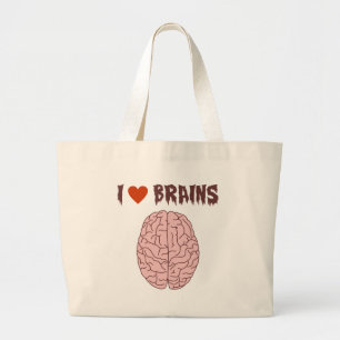 I Love Brains Large Tote Bag