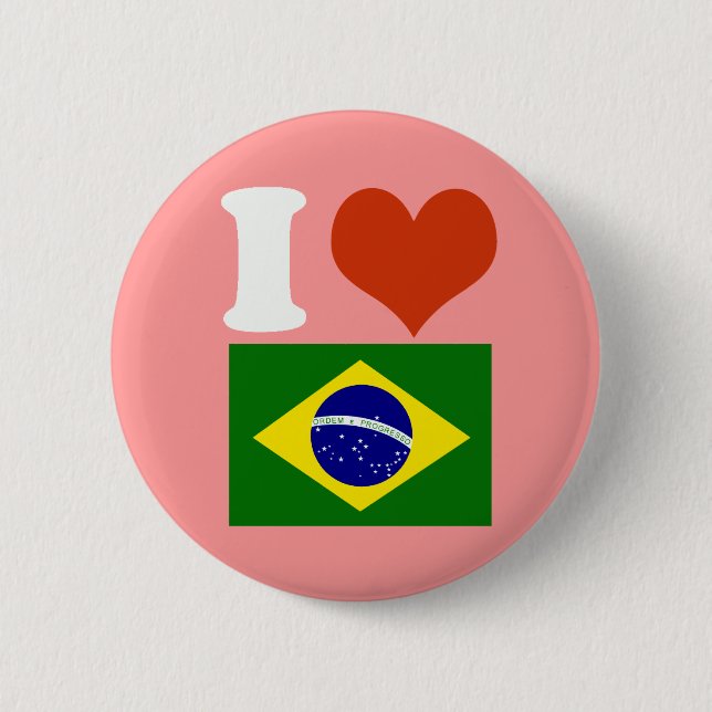 I love Brasil 6 Cm Round Badge (Front)