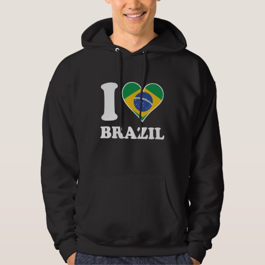 I Love Brazil Brazilian Flag Heart Hoodie