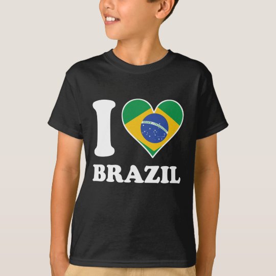 I Love Brazil Brazilian Flag Heart T-Shirt