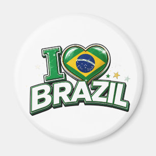 I Love Brazil Patriotic Soccer Fan    Brazilian Magnet