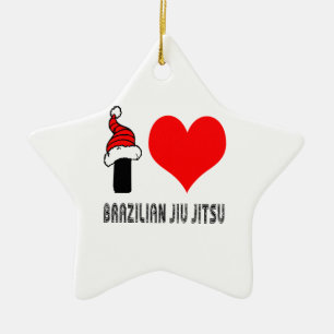 I Love Brazilian Jiu-Jitsu Design Ceramic Ornament