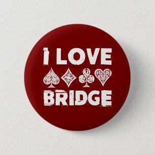 I Love Bridge Card Game Player 6 Cm Round Badge