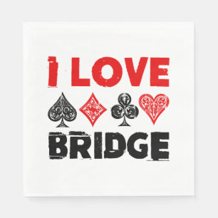 I Love Bridge Card Game Player Enthusiast Napkin