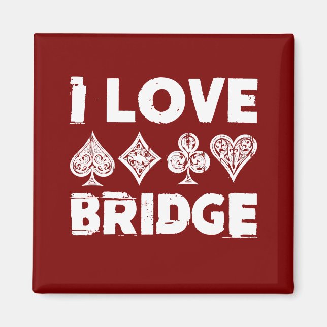 I Love Bridge Card Game Player Magnet (Front)