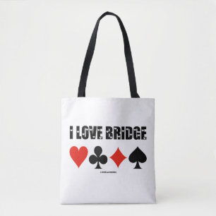 I Love Bridge Four Card Suits Bridge Game Attitude Tote Bag